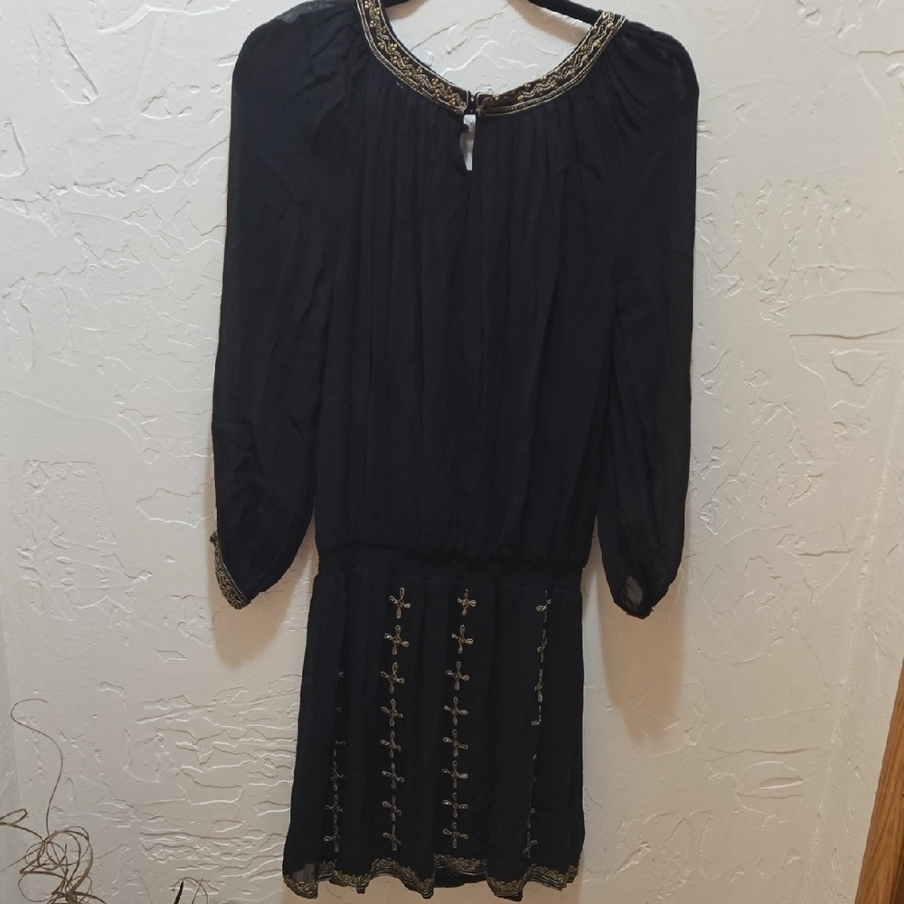 STUNNING Joie "Berline" Black Beaded Embellished Chiffon Dress - Picture 4 of 15